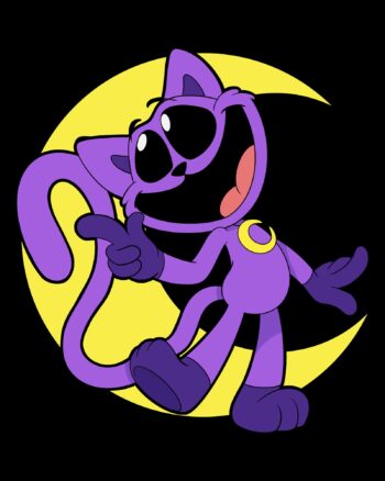 CatNap Cartoon Moon Black Tee - Image 2