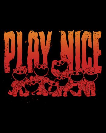 Play Nice Ruined Smiling Critters Black Drawstring Hoodie - Image 4