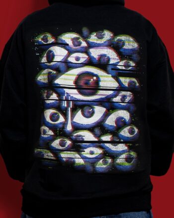 The Doctor All Over Eyes Black Drawstring Hoodie - Image 2