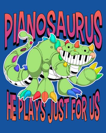 Pianosaurus He Plays For Us Drawstring Hoodie - Image 4