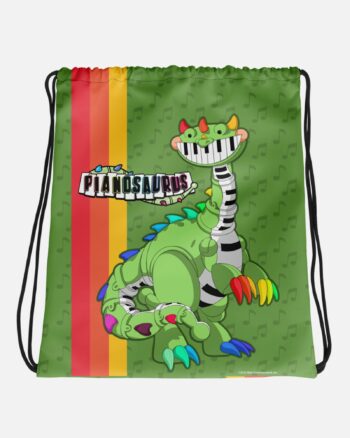 Pianosaurus Green Drawstring Bag