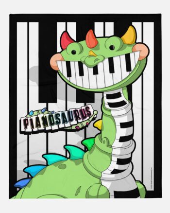 Pianosaurus Piano Key Throw Blanket