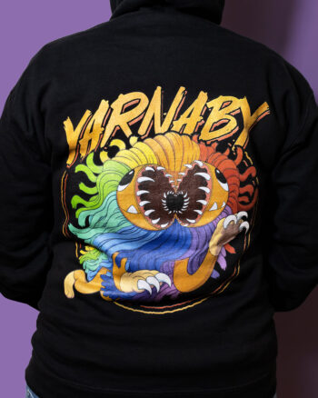 Yarnaby Attack Black Drawstring Hoodie - Image 2